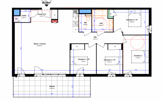 Appartement 5 pièces de 99m²  à Bourg-en-Bresse