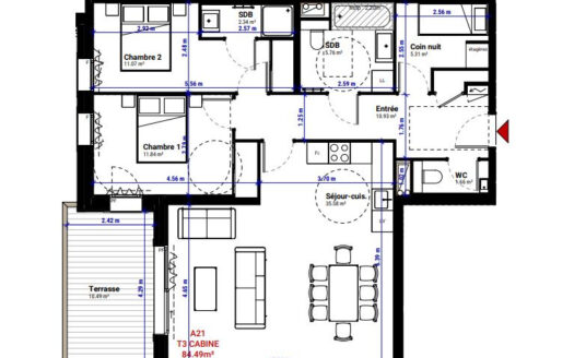 Appartement 3 pièces de 84.49m²  à L alpe d huez
