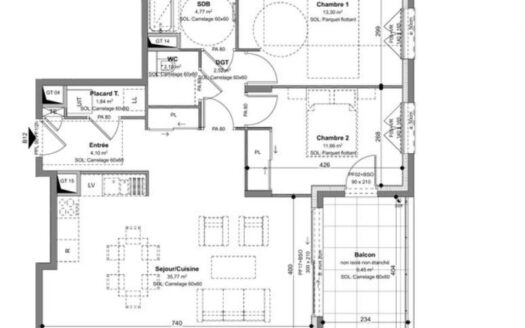 Appartement 3 pièces de 76.06m²  à Charbonnières-les-Bains